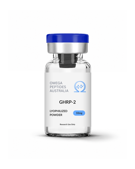 GHRP-2 10mg lyophilized powder research peptide vial – Omega Peptides Australia